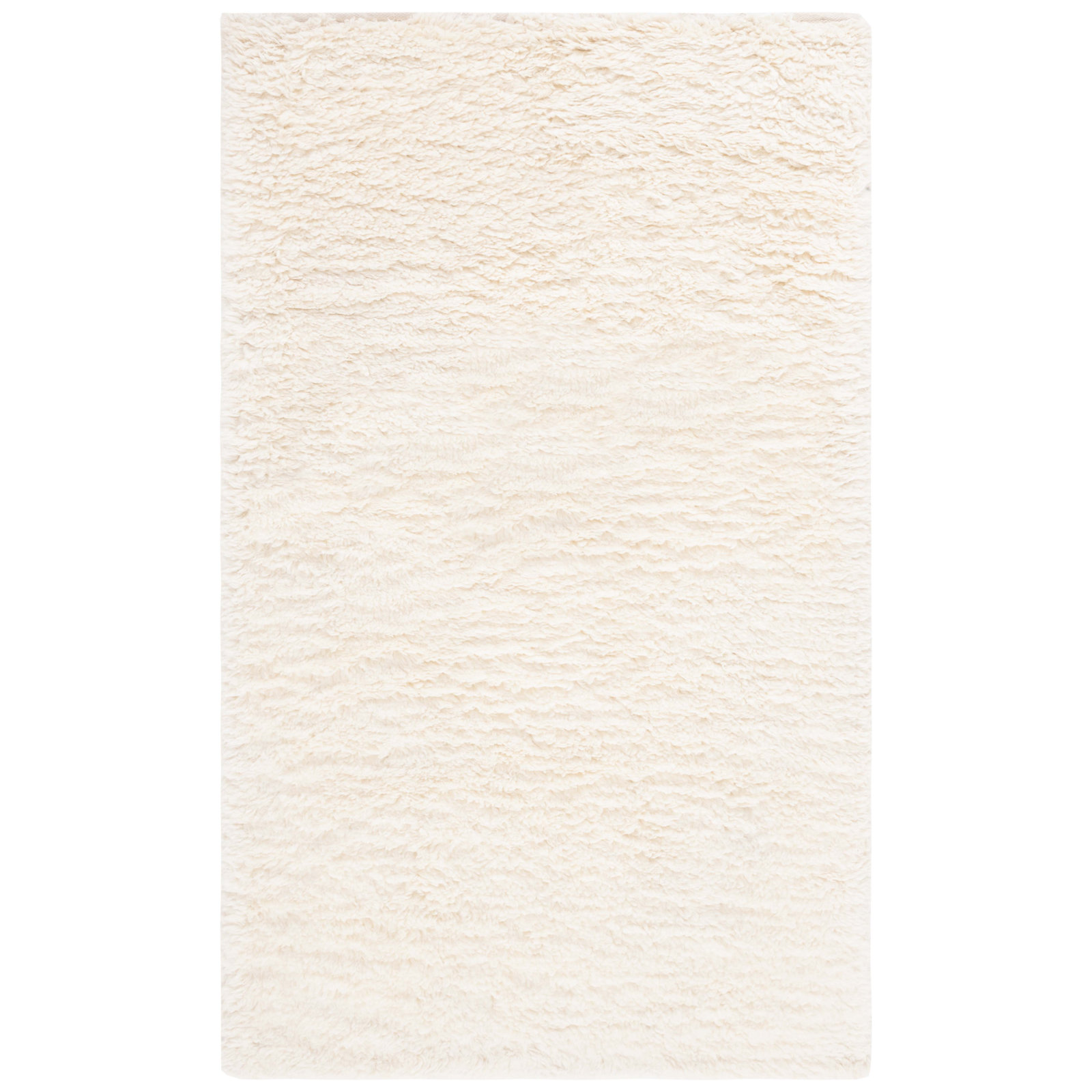 Abriel Ivory Solid Hand-Woven Wool Rug, Rectangle 10' x 14'