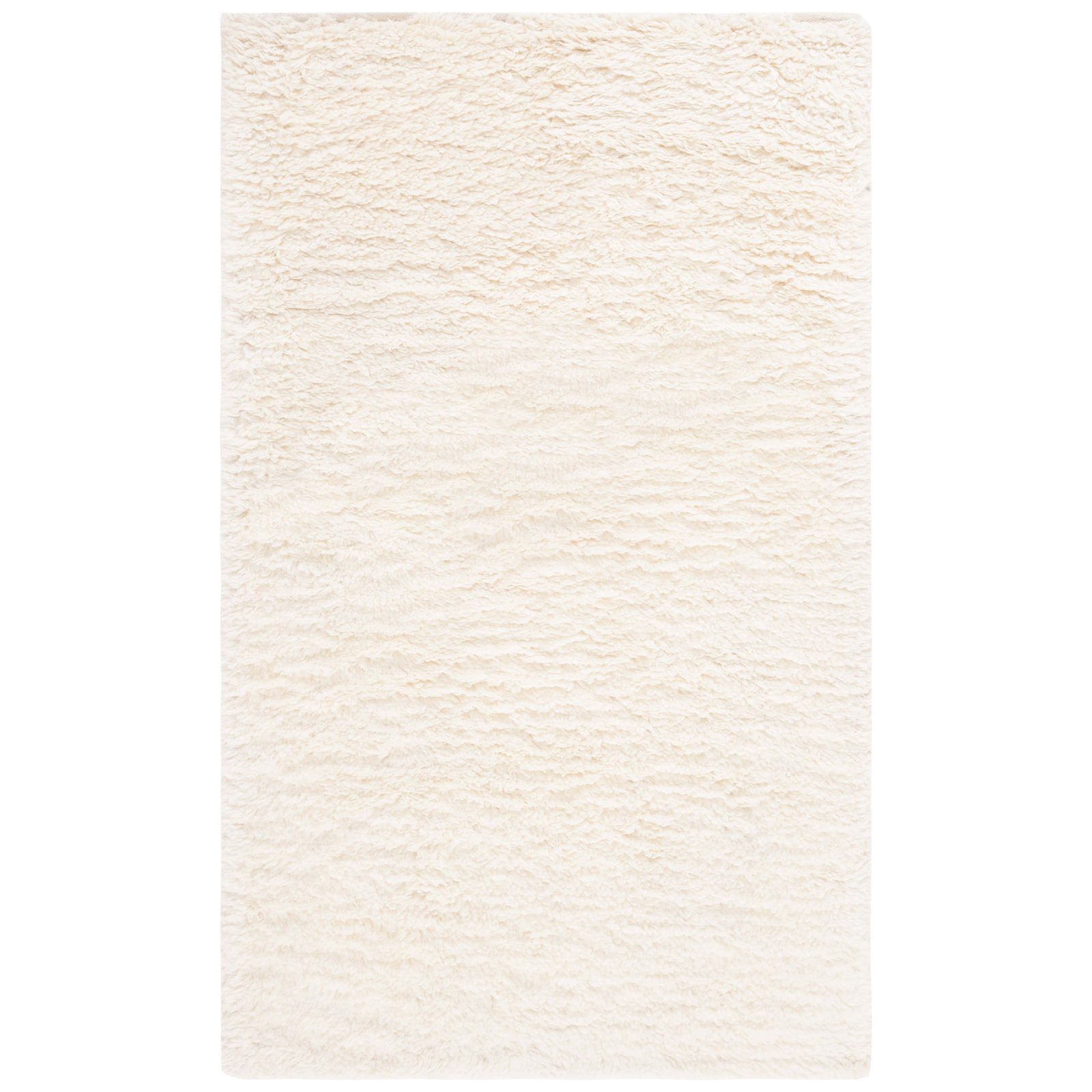 Abriel Ivory Solid Hand-Woven Wool Rug, Rectangle 3' x 5'