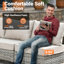 Ensemble de conversation modulaire en osier / rotin pour 8 personnes avec table basse éclairée et chaises pivotantes, ensemble de conversation modulaire d'extérieur avec coussins Emroy-1993159726-2011649857