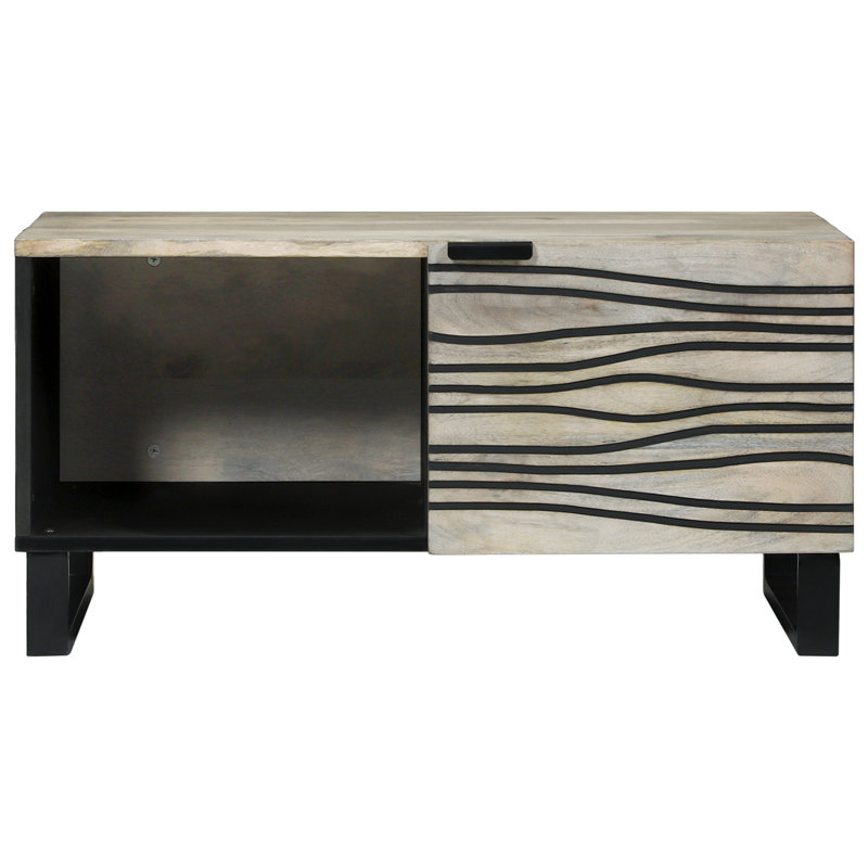 Solid Wood Coffee Table with Storage, White