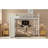Queen Size Loft Bed Frame With Built-In Wardrobe, Metal Loft Bed With Desk And Storage Shelves, White Wood-Grain