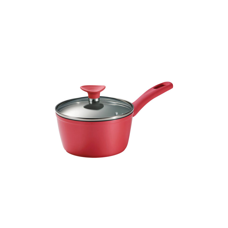Red 14-Piece Nonstick Ceramic Cookware Set with Glass Lids