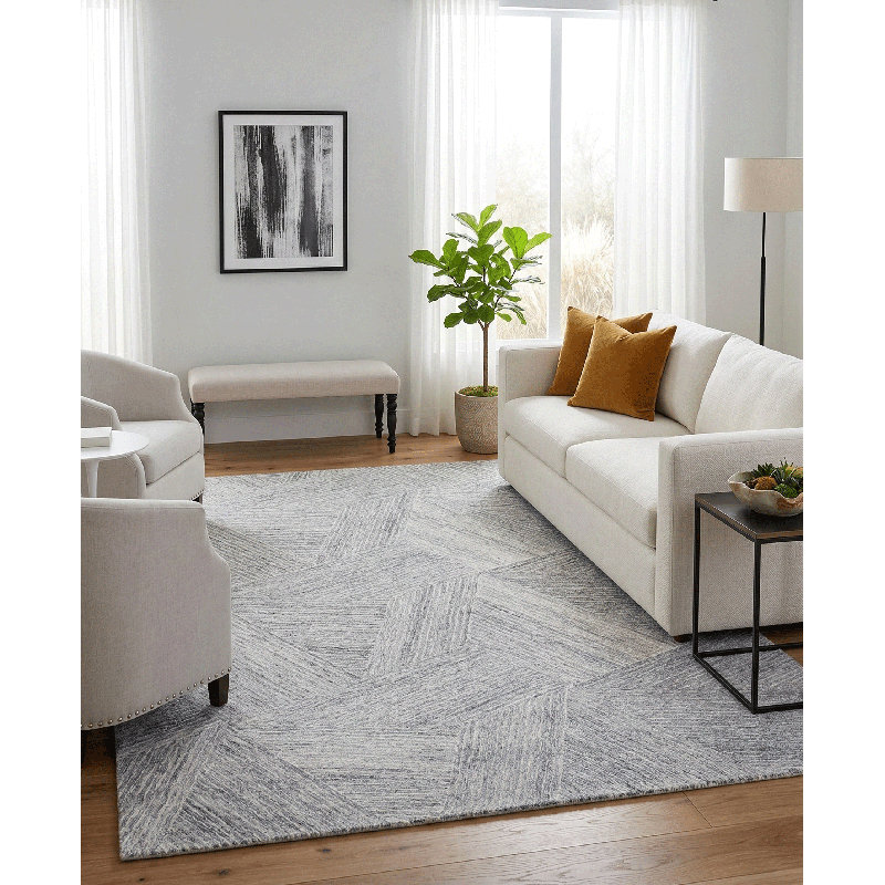 Marut Handmade Wool Abstract Area Rug, Rectangle 5' x 8'