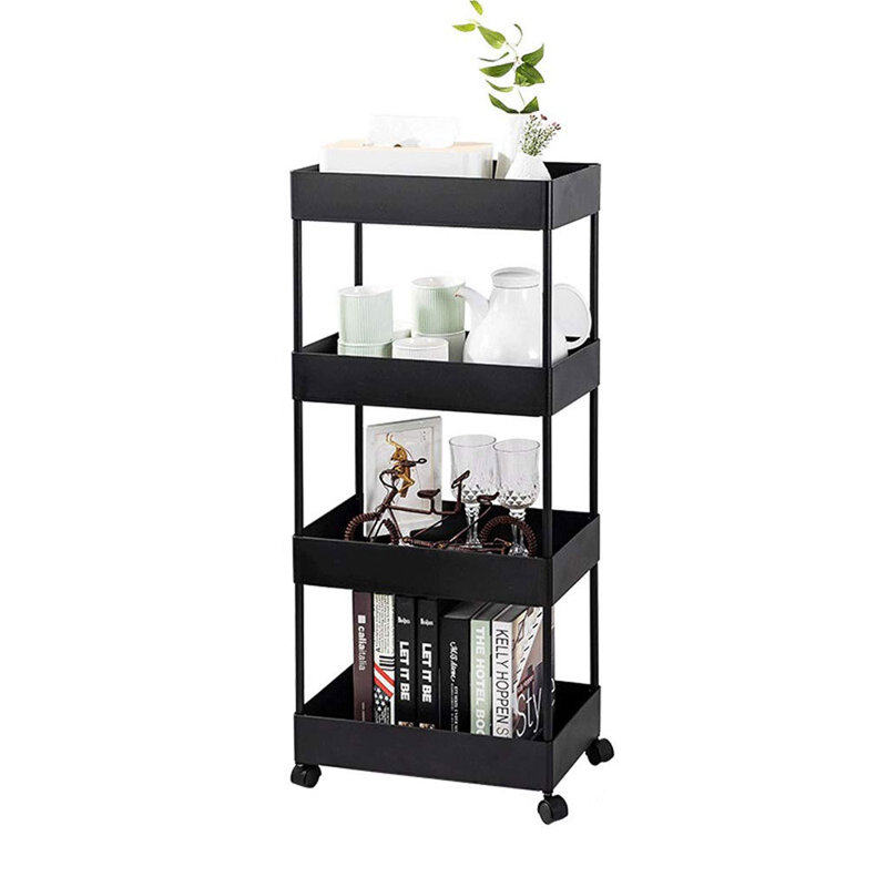 35.4'' H x 8.7'' W Utility Cart with Wheels, Black
