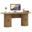 Bureau de direction ovale moderne en bois de 70 pouces avec armoire de rangement et 2 portes coulissantes.-1522796445