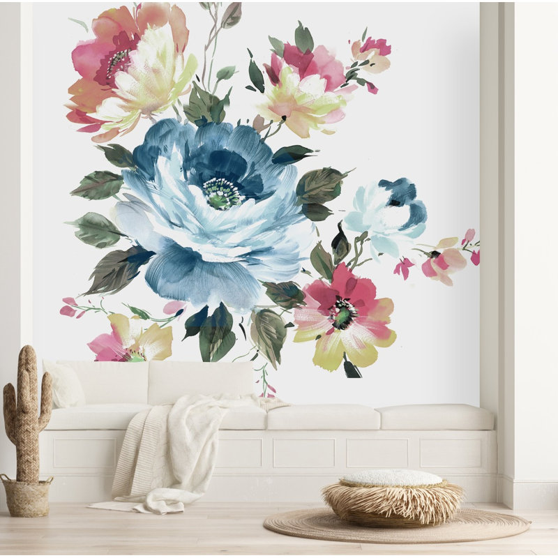 Panneau de papier peint L 10,4 pi x l 125 po Blue Flower