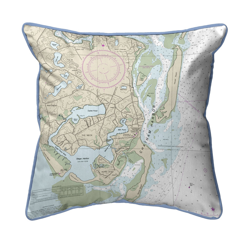 Housse et insert de coussin carré d'extérieur Chatham Harbor MA, 18 po x 18 po