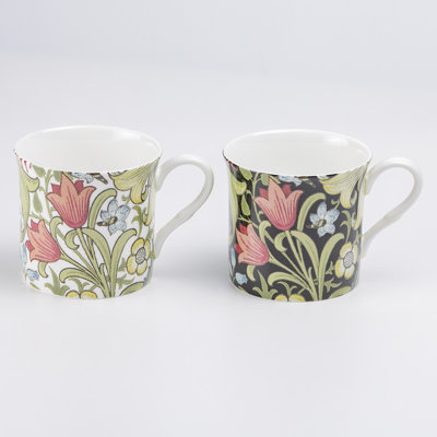 Grace Tea Ware Bone China Tulip Garden Coffee Mugs, Set of 4