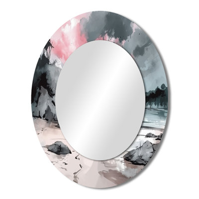 Ocean'S Embrace II - Large Oval Wall Mirror On Metal