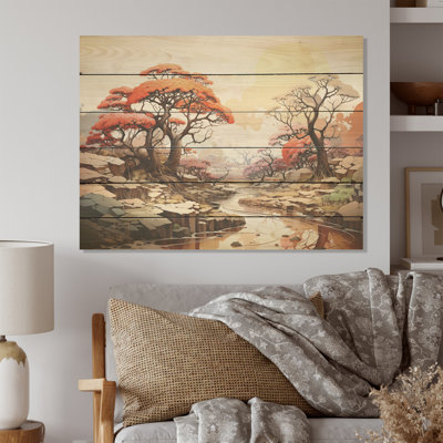 Paysage onirique de baobab I - Art baobab sur bois de pin naturel