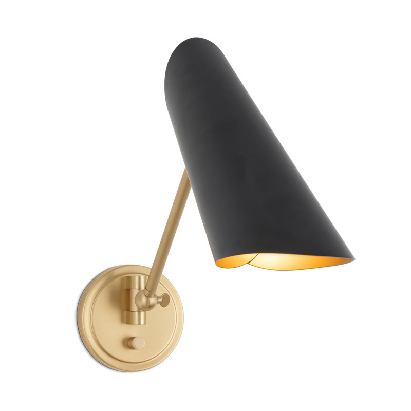 Vest Single Arm Sconce (White and Natural Brass), Black
