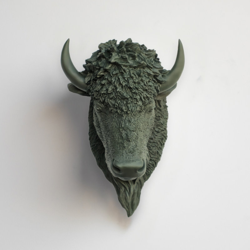 Faux Taxidermy Bison Head Wall Décor, Vintage Vogue