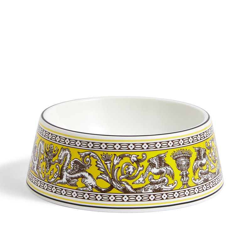 Florentine Turquoise Pet Bowl 17cm 6.6in, Yellow