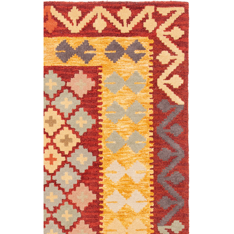 Rexford Hand Tufted Wool/Cotton/Latex Oriental Rug in Red/Gold, Runner 2'3" x 7'