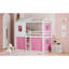 Lit simple superposé en bois avec tente, rose et blanc-130120264-130120262