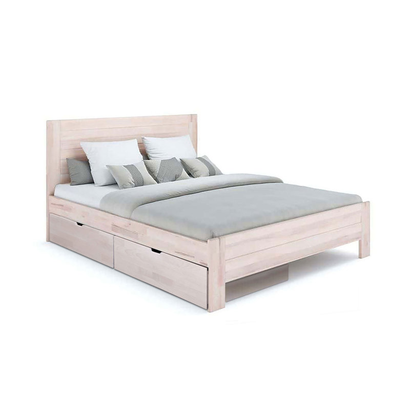 Lit plateforme avec tiroirs de rangement Lux, Double, Beige