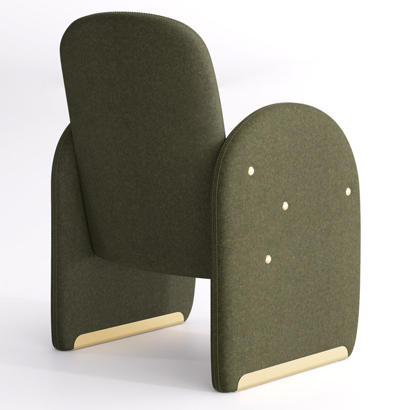 Modern Upholstered Dining Chair Full Back Armchair With Metal Detor Legs, Green