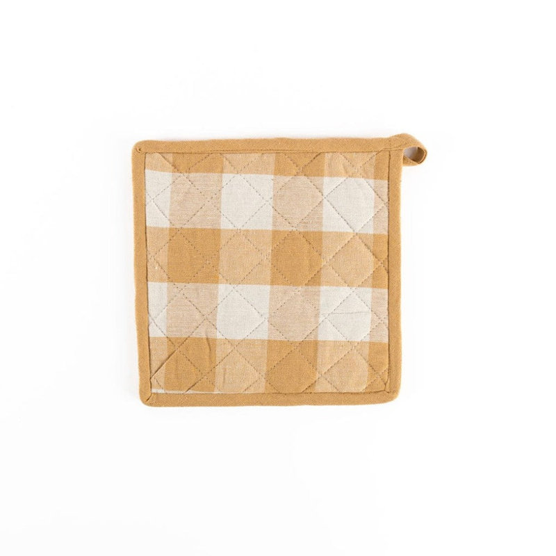 Flato Home Plaid Cotton Potholder, Taupe