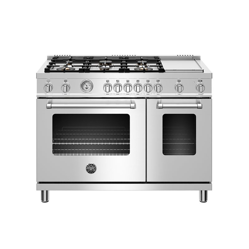 Bertazzoni 48'' W Free Standing Range, Nero Matt, Natural Gas