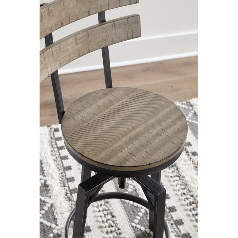 Rustic Charm Two-Tone Swivel Counter Height Barstool in Distressed Brown