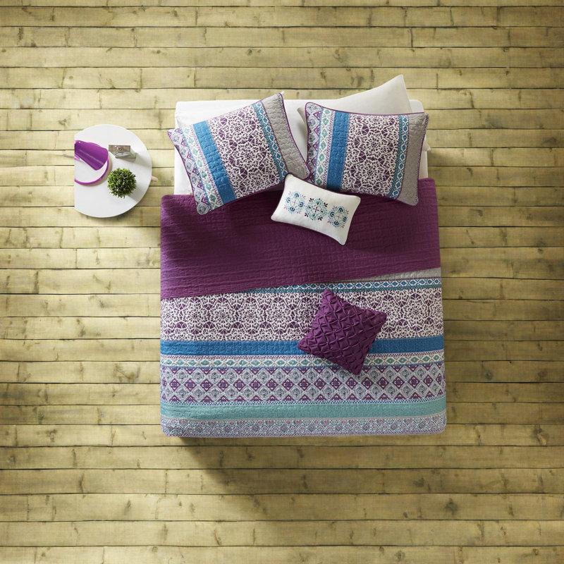 Durable Cotton Bedding Sets, Boho Style Reversible Quilt For Home