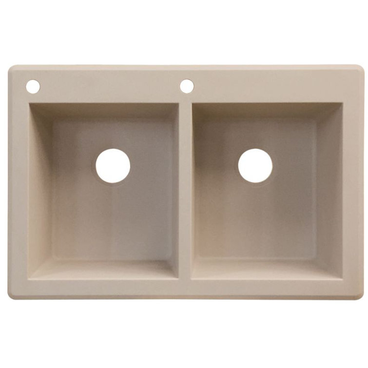 Radius 33.06'' L Drop-In Double Bowl Granite Kitchen Sink