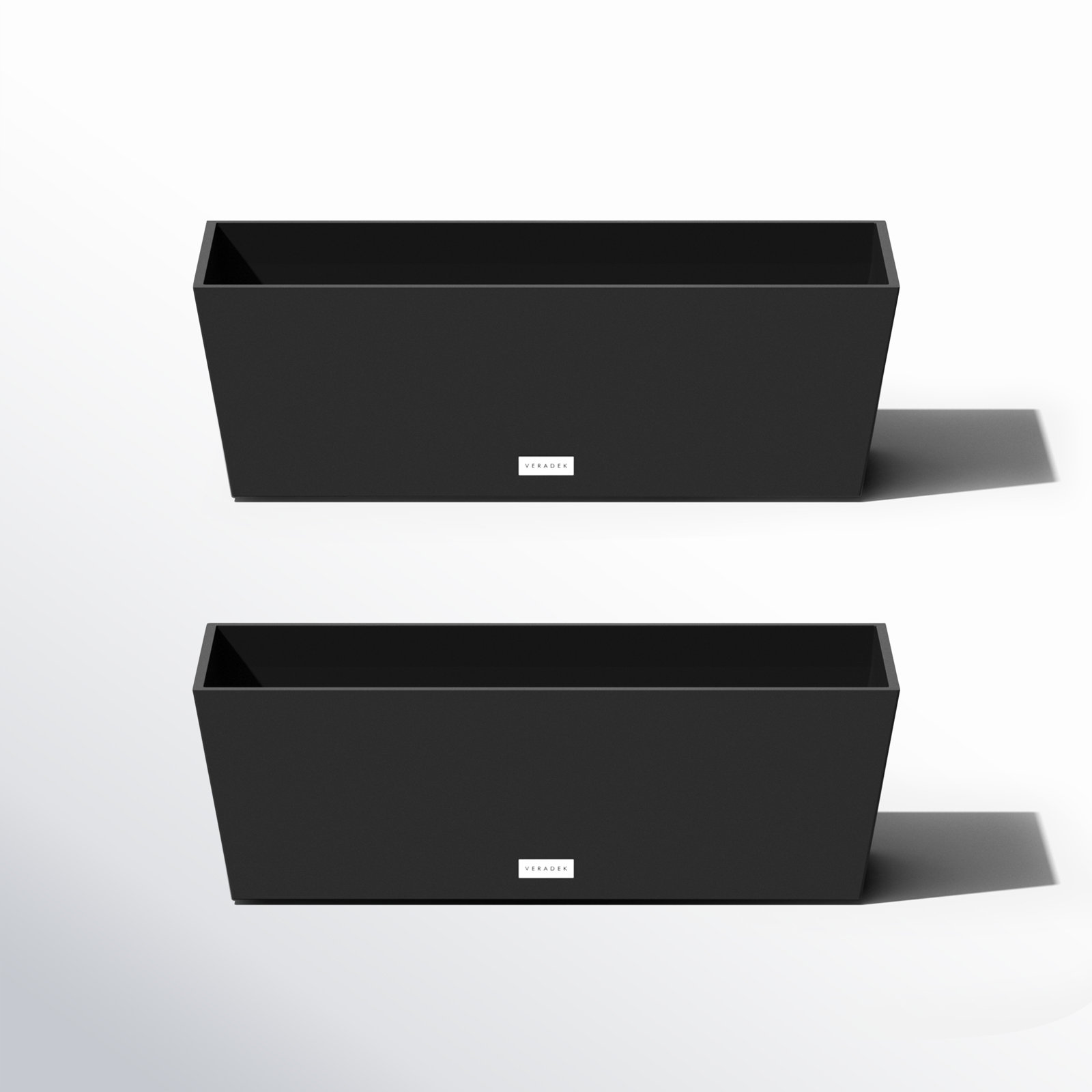 Pure Series Window Box Planter, Black, 9" H x 25.5" W x 9" D, Set of 2