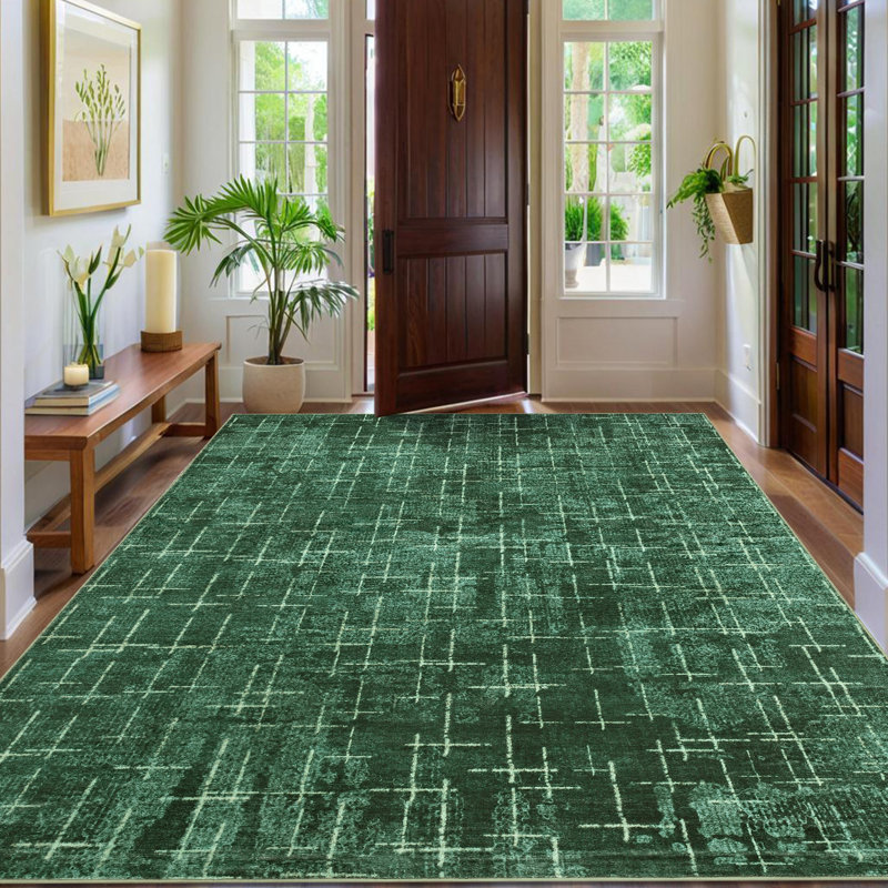 Floral Rug Washable Vintage Living Room Carpet with Non-Slip Backing, Stain-Resistant Low Pile Floor Mats, Foldable Print Indoor Rug for Bedroom, Nursery, Playroom
