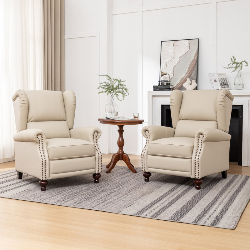 Fauteuil inclinable en cuir véritable, Beige