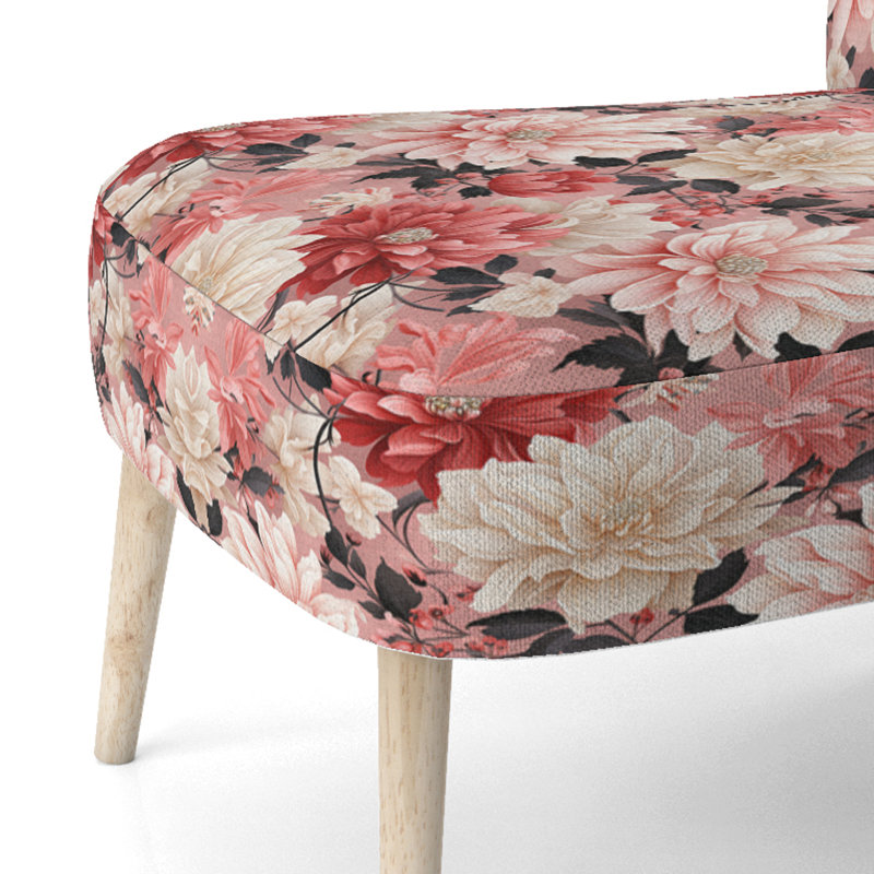Chaise d'appoint rembourrée Pink Poppies Blossoming Grace