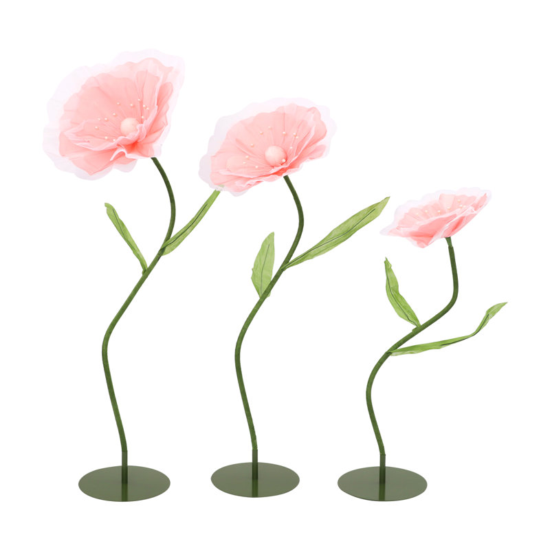 3PCS Artificial Flowers For Wedding Decoration, Pink