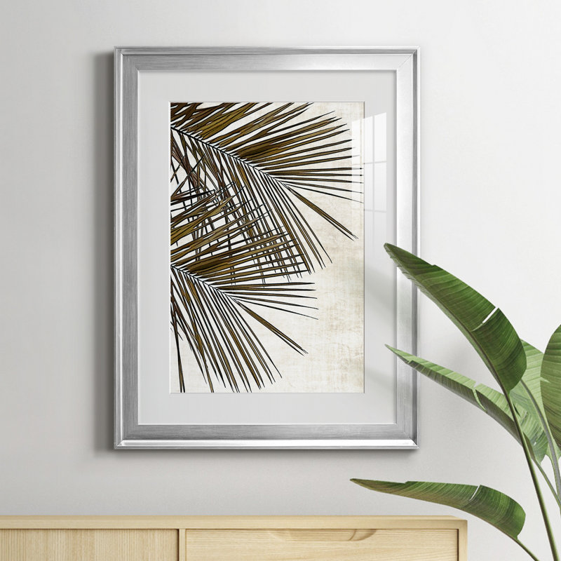Palmier I - peinture encadrée, Argent, H 18,5 po x l 24,5 po x P 1,5 po