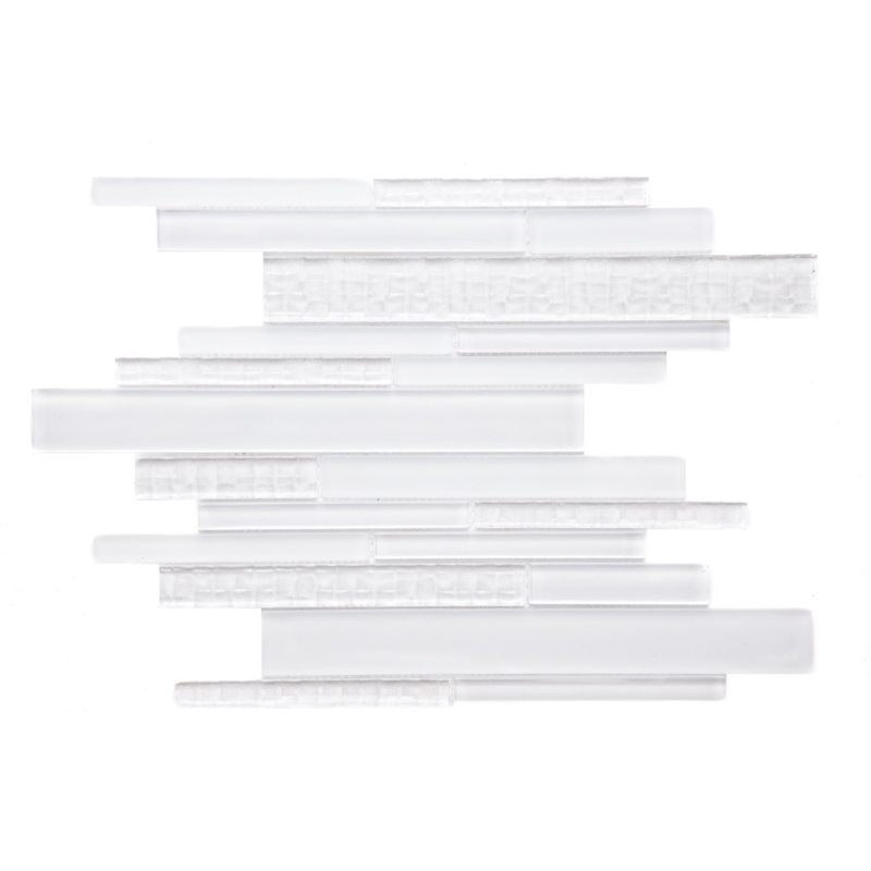 Karma Straight Edge Glass Mosaic Sheet Tile, White