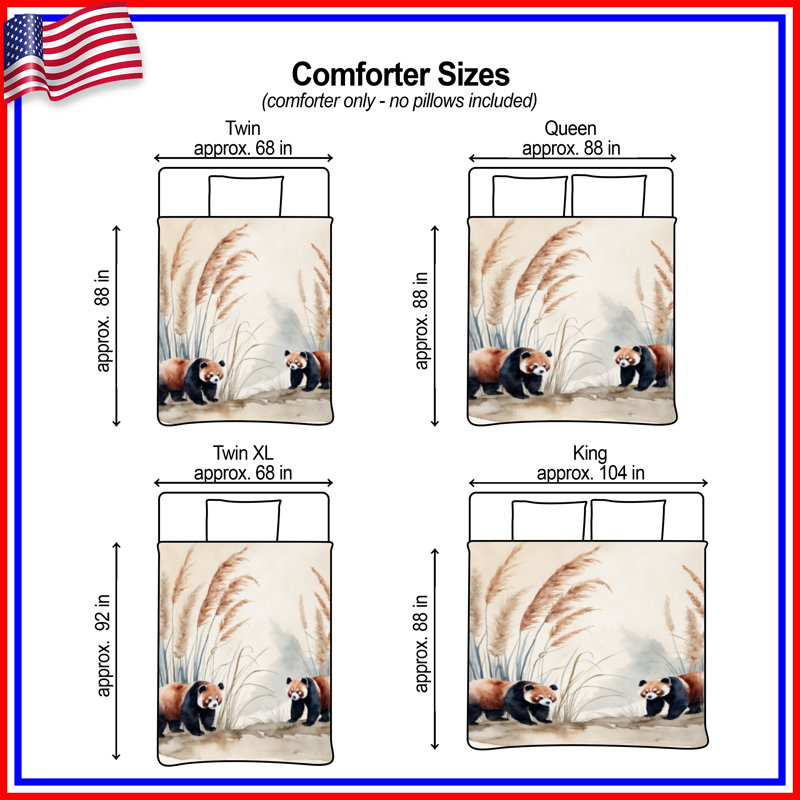 Red Panda Illustration Comforter, Twin