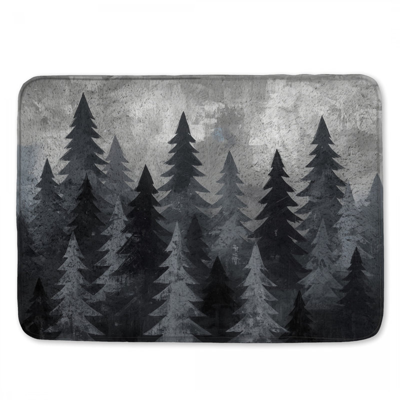 Tapis pour salle de bain Grey Pine Tree Forest, L 34 po x L 21 po