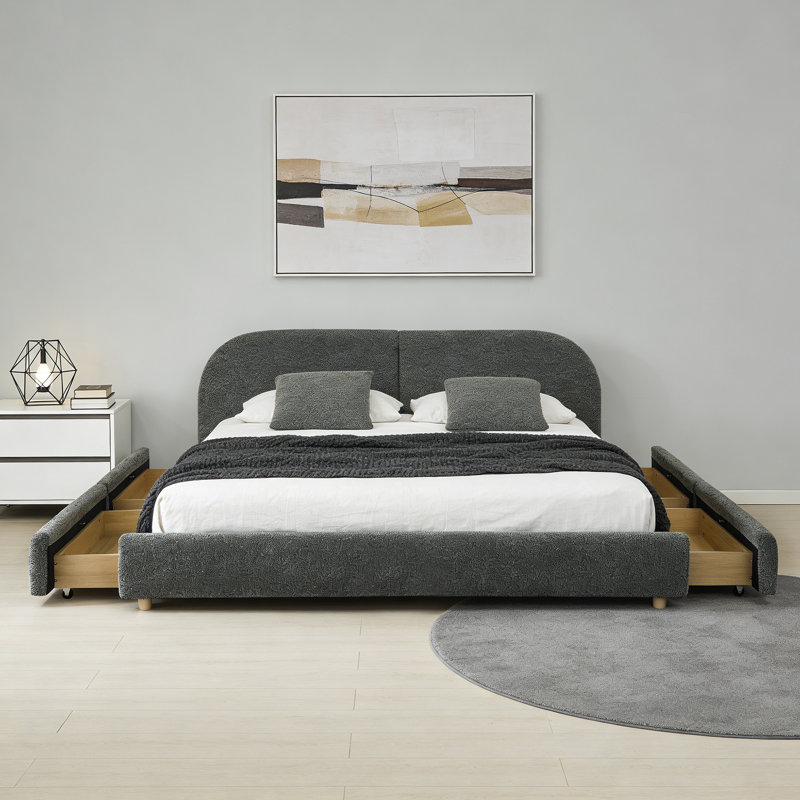 Structure de lit King, Gris foncé
