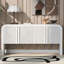Console de 62,2 pouces à motif de vagues avec 4 portes et tablette réglable, table de canapé au design incurvé derrière le canapé, table d'entrée rustique étroite pour le salon, le vestibule et le couloir-2049756728
