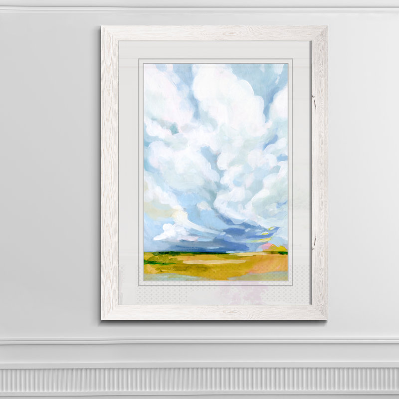 « lucid skies i »-cadre photo, impression sur toile, Encadré imprimé blanc, H 32 po x l 44 po x 1,25 po, Blanc mat