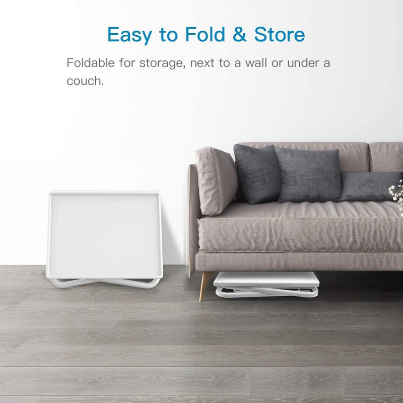 White Adjustable Portable TV Tray Table with Cup Holder