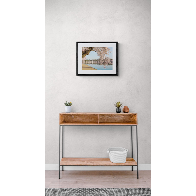 Cherry Blossoms Over MLK Monument Print by Steven Heap, Black Framed Paper, 16" H x 20" W