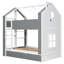 Lit superposé double avec tiroirs et tablettes de rangement, lit superposé en bois avec bande lumineuse, blanc et gris-177336906