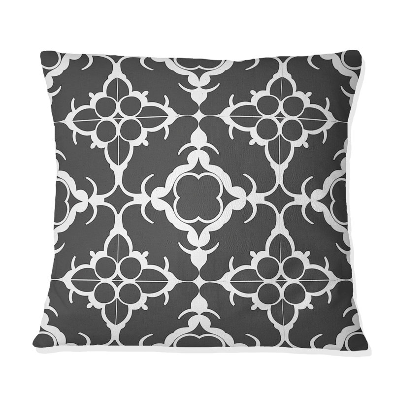 Coussin décoratif quadrilobe gris foncé - transitionnel, H 18 po x l 18 po