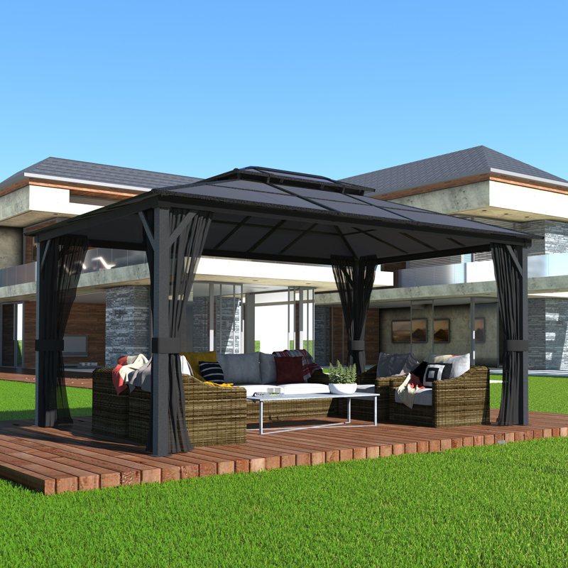 12×16 Ft. Aluminum Gazebo With Double-Roofed