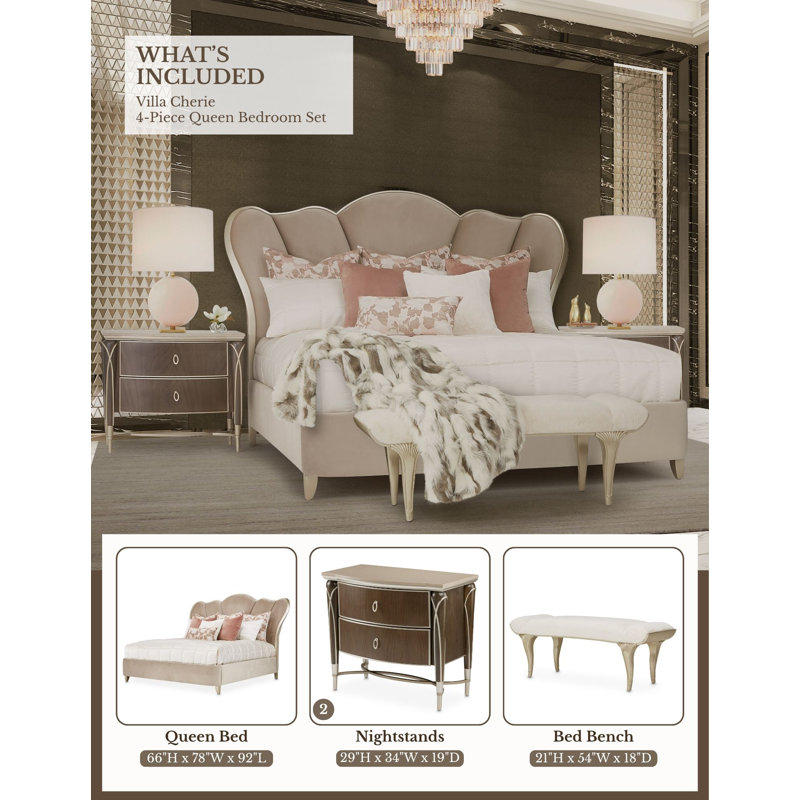 Villa Cherie 4 - Piece Bedroom Set, Queen