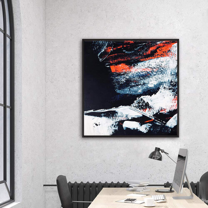 Impression sur toile, rouge, blanc, noir, champ abstrait, formes minimalistes, dramatique alternative, Noir