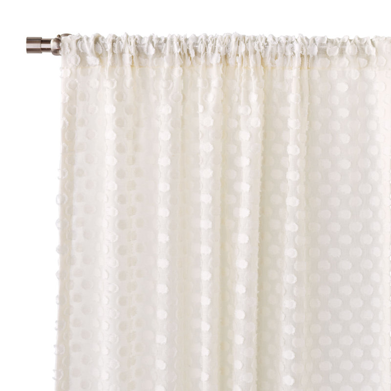 Penelope Cotton Blend Sheer Curtain Single Panel, Polka Dots, 96" W x 108" L
