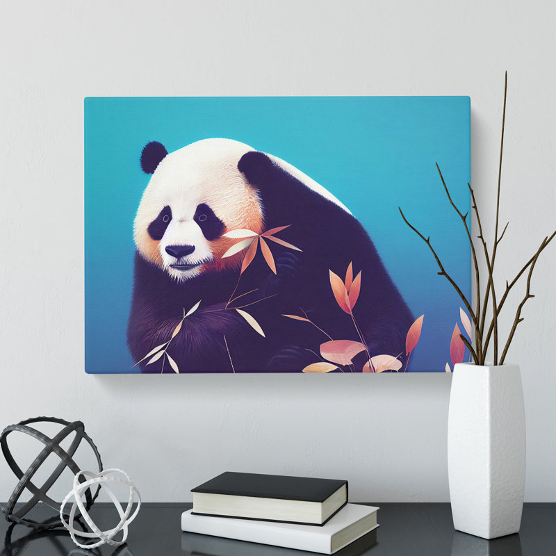 Head Turning Panda - Wrapped Canvas, 35cm H x 50cm W x 3cm D