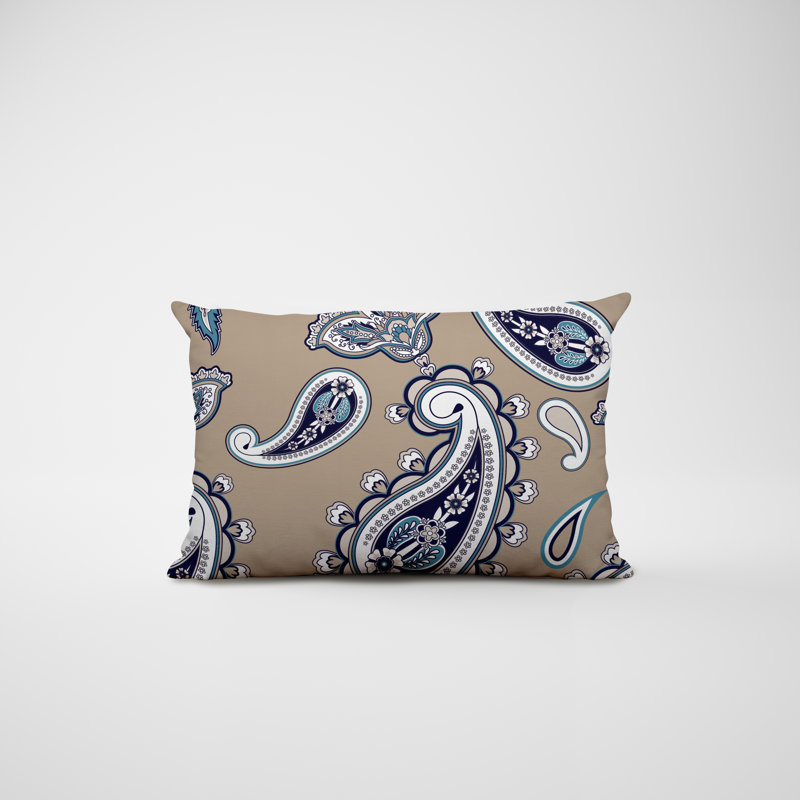 Paisley Outdoor Reversible Throw Pillow, Beige