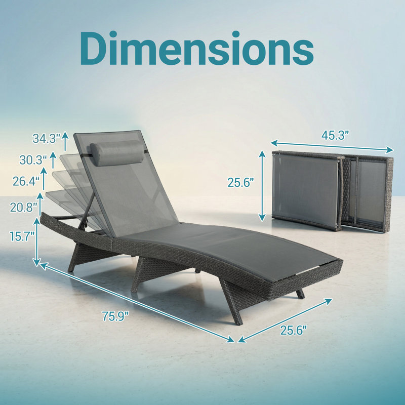 All Weather Outdoor Patio Wicker Chaise Lounge Chair