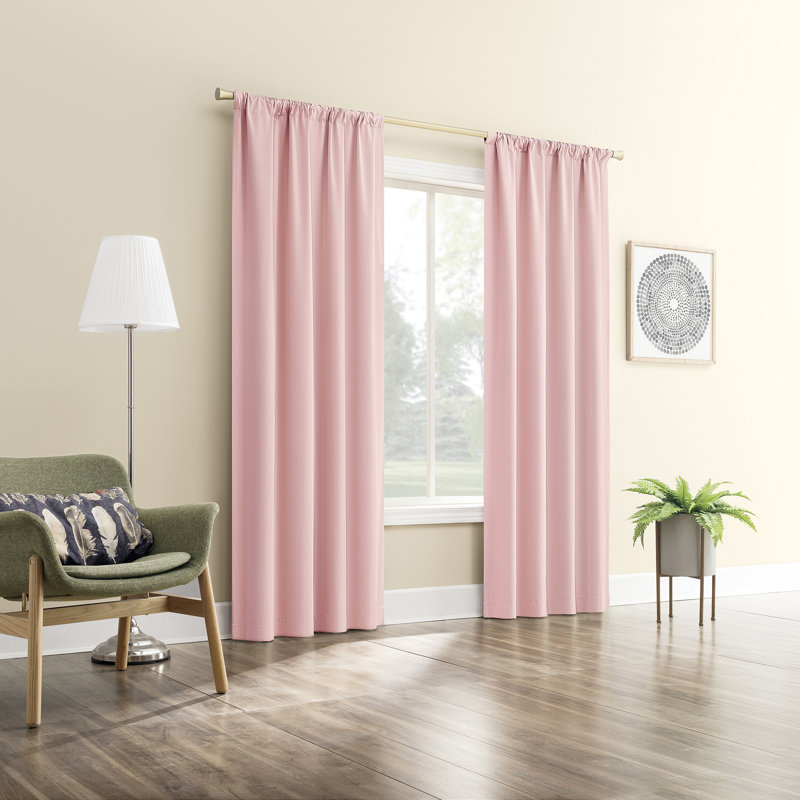Karina Textured Blackout Rod Pocket Curtain Panel, 40" W x 63" L, Pink